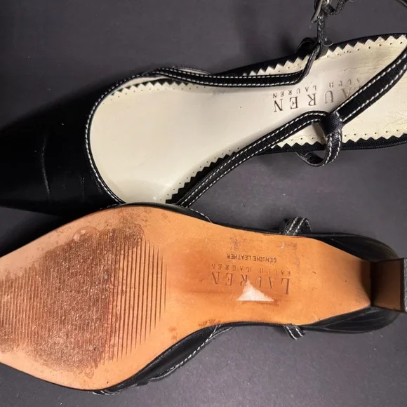 Lauren Ralph Lauren Elegant Women's Real Leather Sling-backs. - Picture 5 of 7